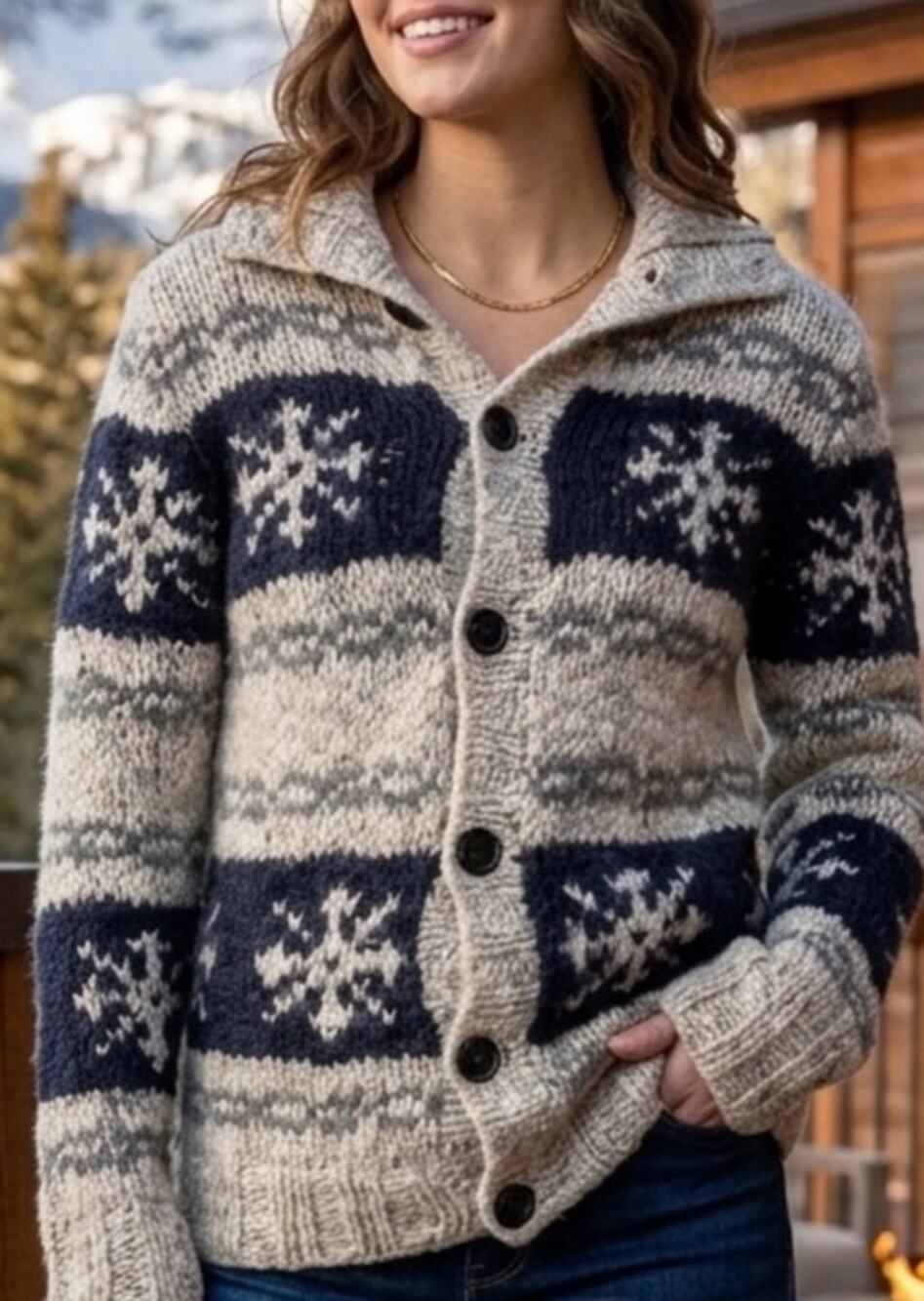 Y2K Telluride Clothing Wool and Acrylic Blend Nordic Style Cardigan